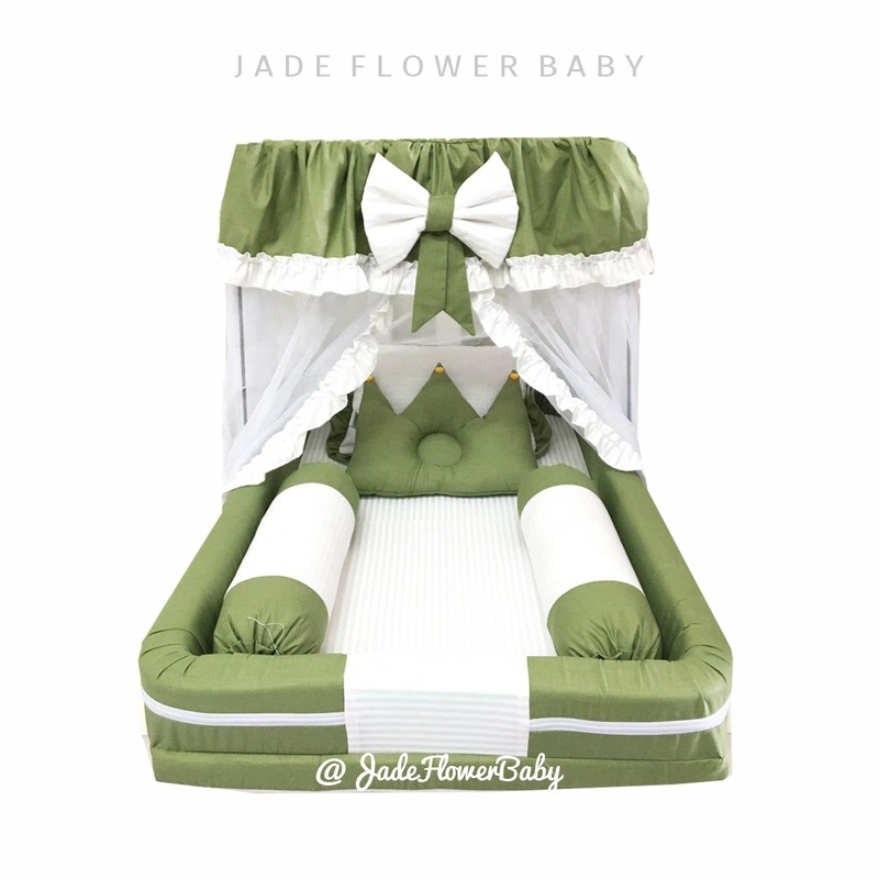 Kasur Bayi Kelambu Matras Tempat Tidur Bayi warna Hijau Jade Flower Baby
